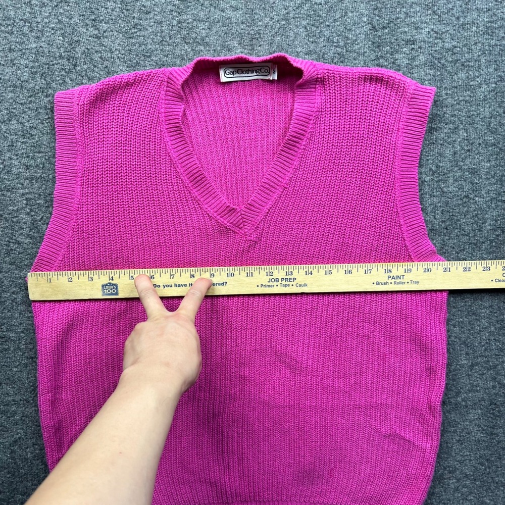 Vintage Gap Sweater Vest Womens Medium Pink 100% Cotton Shaker Knit Union USA - Picture 4 of 12